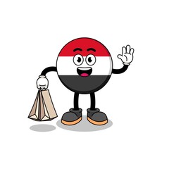 Cartoon of yemen flag shopping