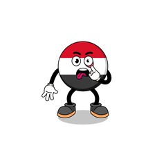 Character Illustration of yemen flag with tongue sticking out
