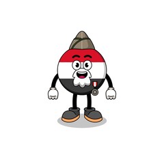 Character cartoon of yemen flag as a veteran