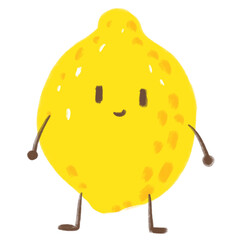 Yellow lemon happy smile active cartoon illustration