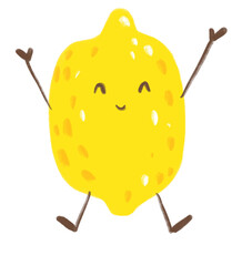 Yellow lemon happy smile active cartoon illustration