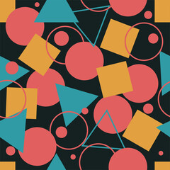 Seamless pattern with geometric memphis shapes