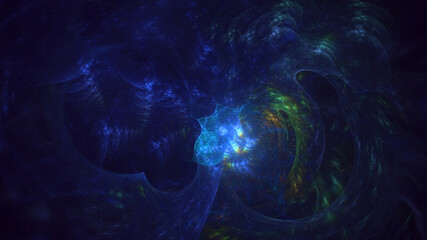 3D rendering abstract multicolor fractal light background