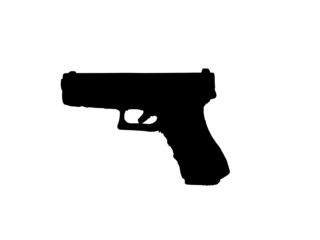 Gun icon vector image.A black and white short revolver gun vector image.Revolver magnum or colt handgun icon vector 