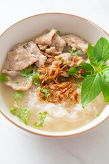 Pho Bo vietnamese soup with pork and rice noodles