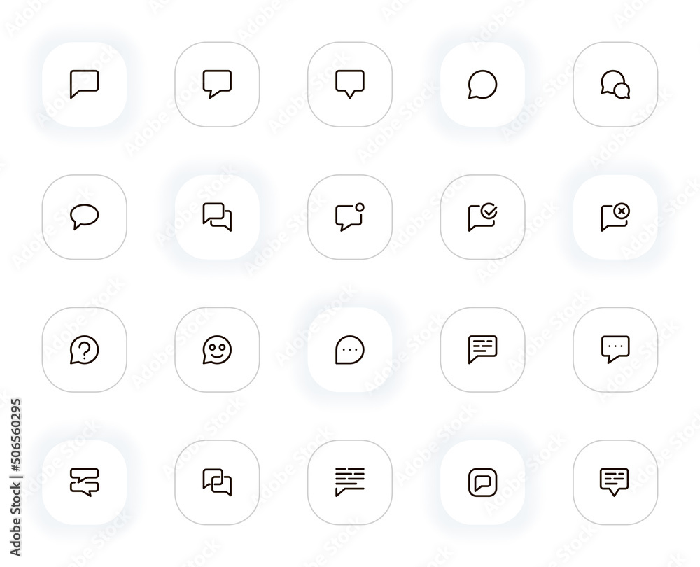 Poster messages and chat line icons set. bubble, dialogue, communication, comment, text, discussion. vector