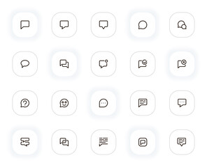Messages and chat line icons set. Bubble, dialogue, communication, comment, text, discussion. Vector outline pictograms for web and ui, ux mobile app design. Editable Stroke. 24x24 Pixel Perfect.