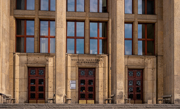 Krakow, Poland- July 21, 2019: The Main Entrance Of National Museum Building.