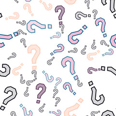 Quiz seamless pattern. Question marks, doubt, faq