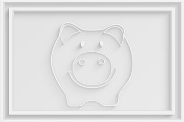 3D piggy bank on white background