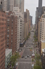 Fototapeta na wymiar downtown city manhattan aerial street view