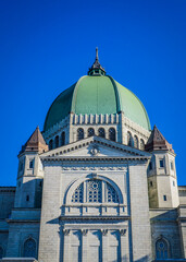  View on the dome of St Joseph Oratory in Mont Royal on a clear fall day