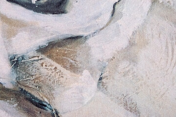 Abstract art background light beige and white colors. Watercolor painting on canvas with pearl ivory gradient.