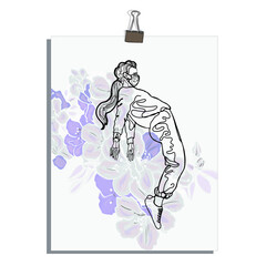 Isolated vector illustration of a cute girl. Young woman as a print, blank for designers, logo, label, sticker