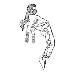 Isolated vector illustration of a cute girl. Young woman as a print, blank for designers, logo, label, sticker