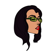 Isolated vector illustration of a cute girl. Young woman as a print, blank for designers, logo, label, sticker