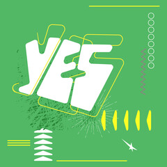 The word "Yes", on a green background.