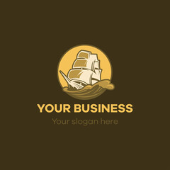 Sailing boat cartoon modern logo template