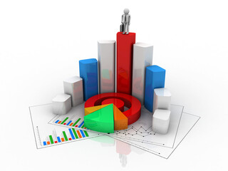 3d rendering Stock market online business concept. business Graph successful business man
