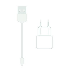 Vector image of power adapter and usb cable