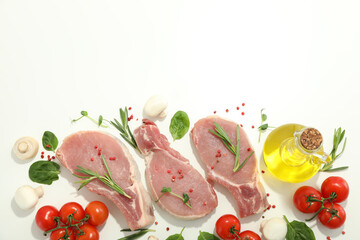 Concept of cooking on white background, cooking meat