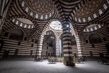 Historic architecture (Khan As'ad Pasha),the largest caravanserai in the Old City of Damascus - obrazy, fototapety, plakaty