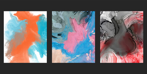 Modern colorful flow backgrounds set. Abstract color banners collection.