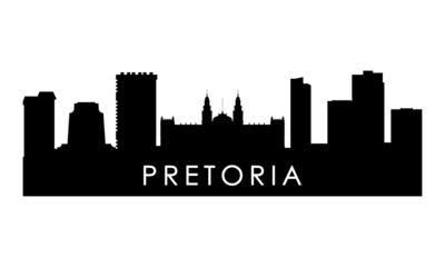 Fototapeta premium Pretoria skyline silhouette. Black Pretoria city design isolated on white background.