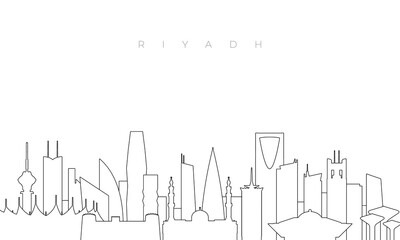 Outline Riyadh skyline. Trendy template with Riyadh city buildings and landmarks in line style. Stock vector design. - obrazy, fototapety, plakaty