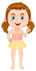 Cute girl cheerleader cartoon character on white background