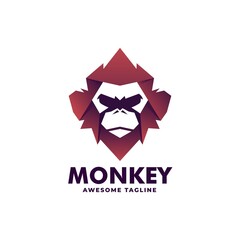 Vector Logo Illustration Monkey Gradient Colorful Style.