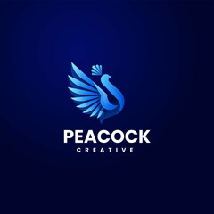 Vector Logo Illustration Peacock Gradient Colorful Style.