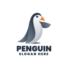 Vector Logo Illustration Penguin Gradient Colorful Style.
