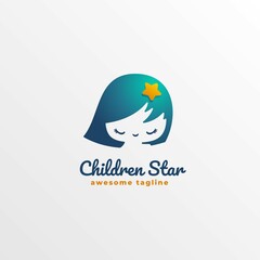 Vector Logo Illustration Children Star Gradient Colorful Style.