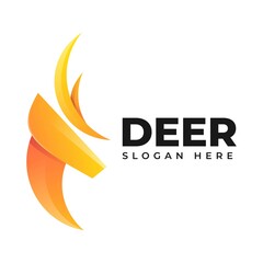 Vector Logo Illustration Deer Gradient Colorful Style.