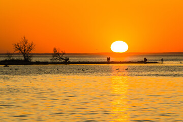 Sunset over the St Lawrence river taken from old Lachine in Montreal, Quebec (Canada)