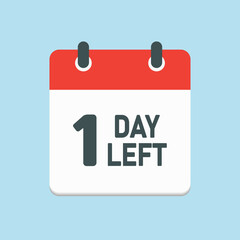 Fototapeta premium Countdown daily page calendar icon - 1 day left