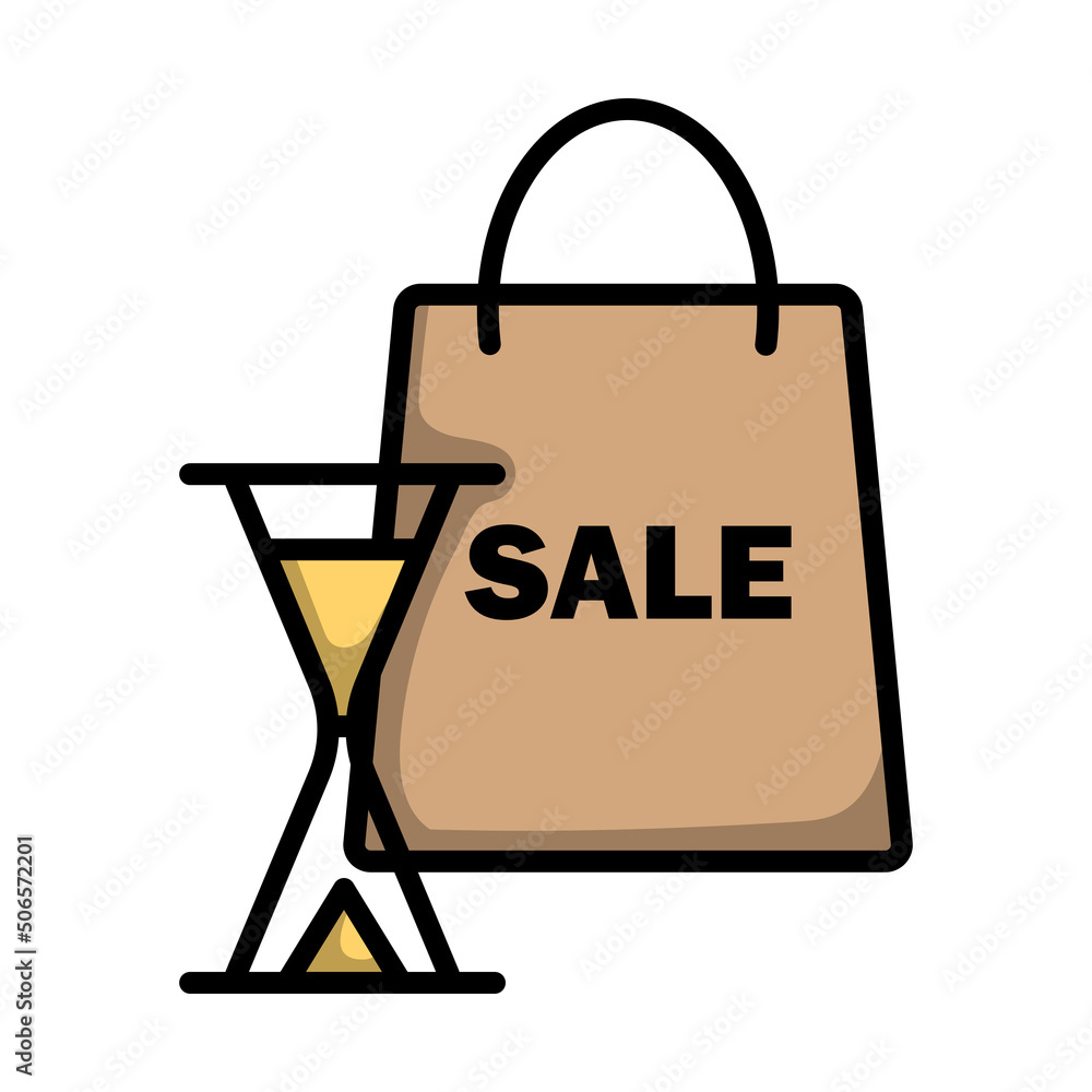 Sticker sale bag with hourglass icon