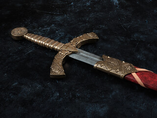 A beautiful antique sword with a bronze hilt