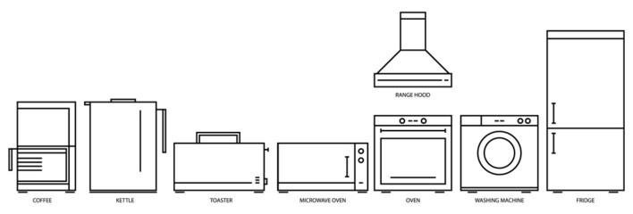 Set of Household Appliances Icons. Stock Vector