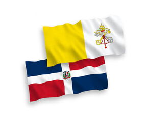 Flags of Dominican Republic and Vatican on a white background