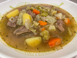 Cabbage soup with beef