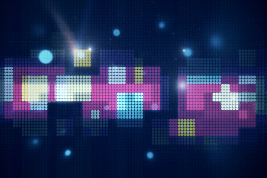 Abstract digital background stylized as old pixel illustration, retro effect. 3D rendering