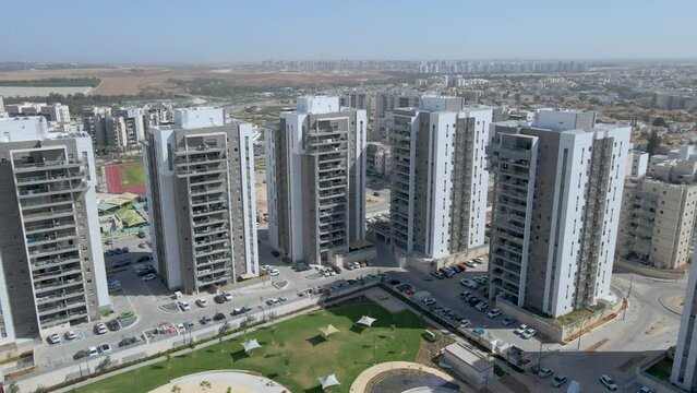Flying Above The New Manhattan Neighborhood at Southern District City Netivot