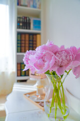 A bunch of pink peony flowers