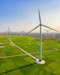 Landscape with Turbine Green Energy Electricity, Windmill for electric power production, Wind...