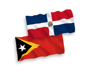 Flags of Dominican Republic and East Timor on a white background