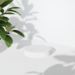 3D rendering Mock up summer podium for product design, minimal display. shadow overlay.