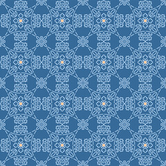 Japanese Star Flower Motif Vector Seamless Pattern