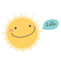 Sun smile saying hello cartoon vector illustration